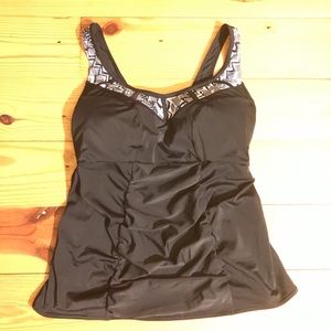Elon Black White Tankini Top, NWT, 12